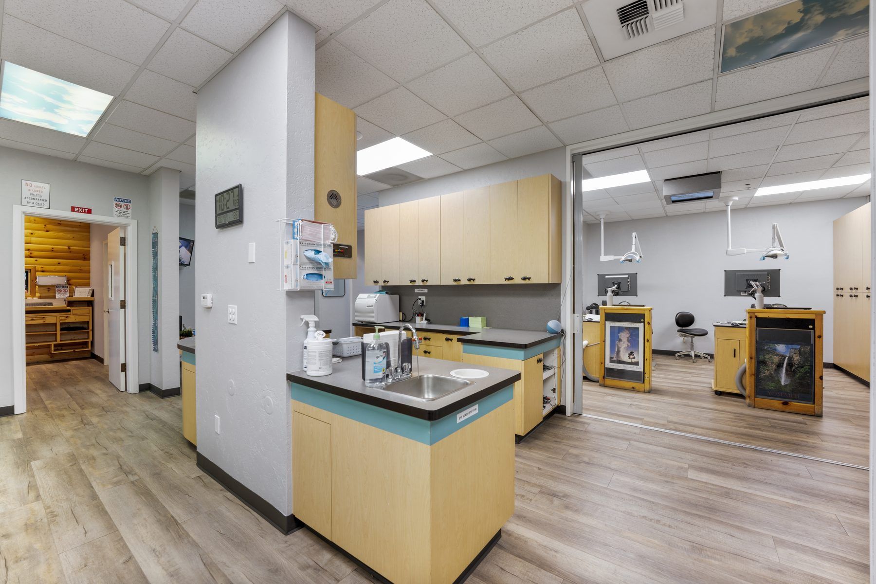 Reception area where parents ask questions about pediatric dental care